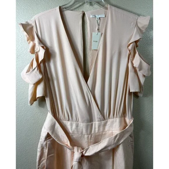 MAJE Piruize Cold-shoulder Crepe And Stretch-twill Jumpsuit In Mandarine Sz 40 - Picture 6 of 9